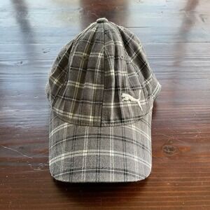 Puma Baseball Cap Unisex One Size‎ Gray Plaid Polyester Embroidered Logo Flexfit